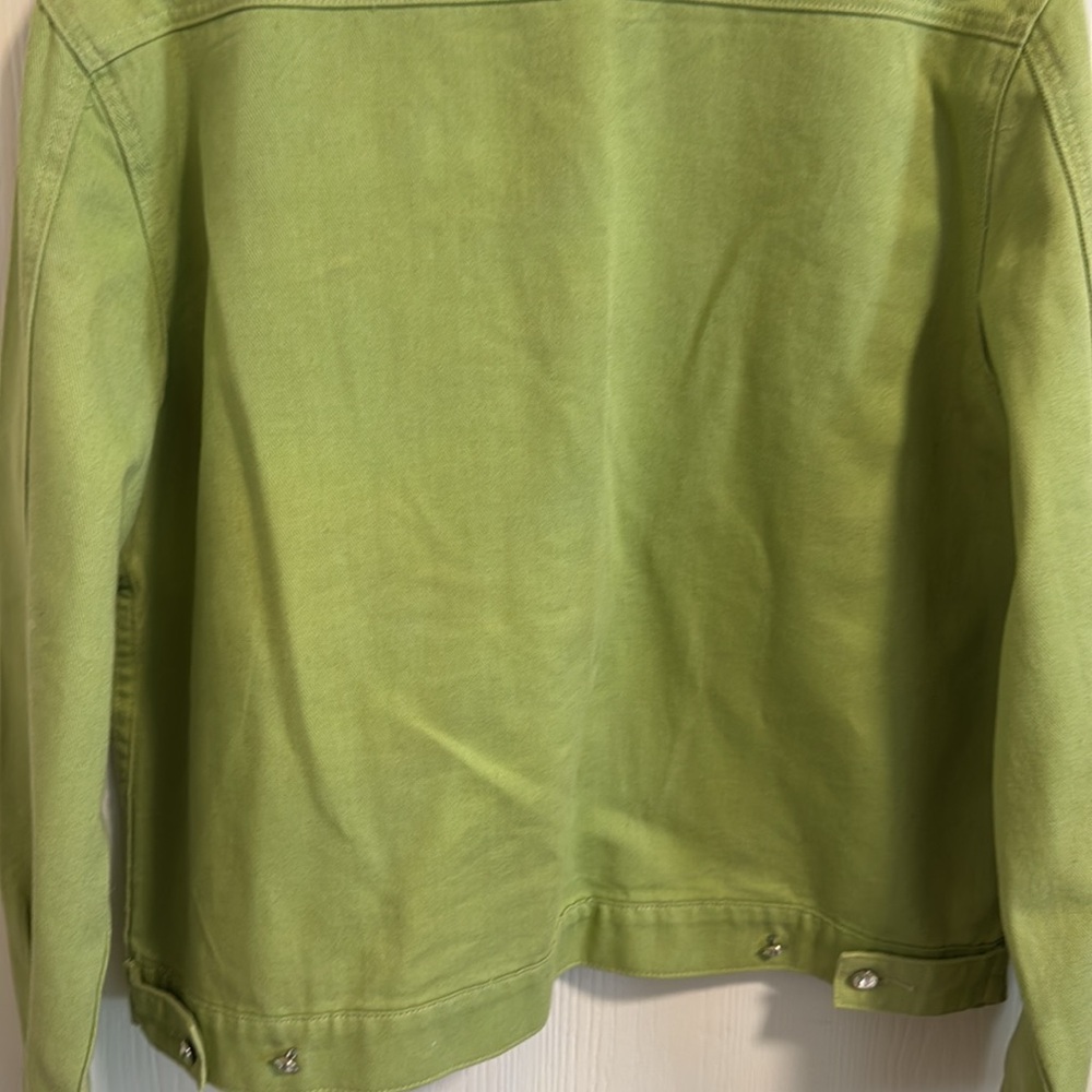 Christine Alexander Women's Large Green Denim Rhinestone Long Sleeve Button Down - Picture 14 of 15